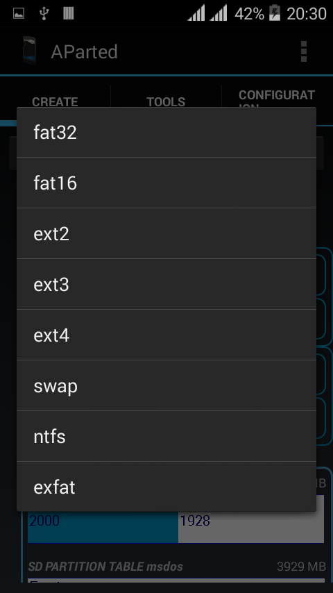 Aparted apps to partition your SDcard Aparted apps to partition your SDcard Screenshot 2