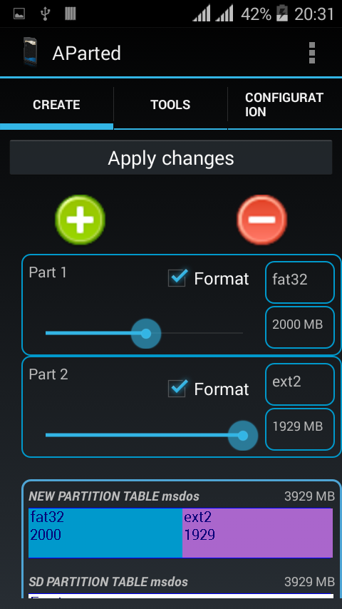 Aparted apps to partition your SDcard Aparted apps to partition your SDcard Screenshot 3